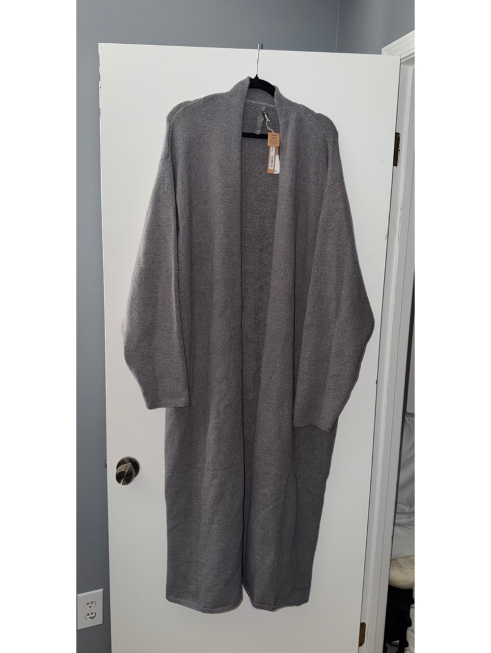 Skims Textured Knit Duster Cardigan Dark Heather Grey L/XL